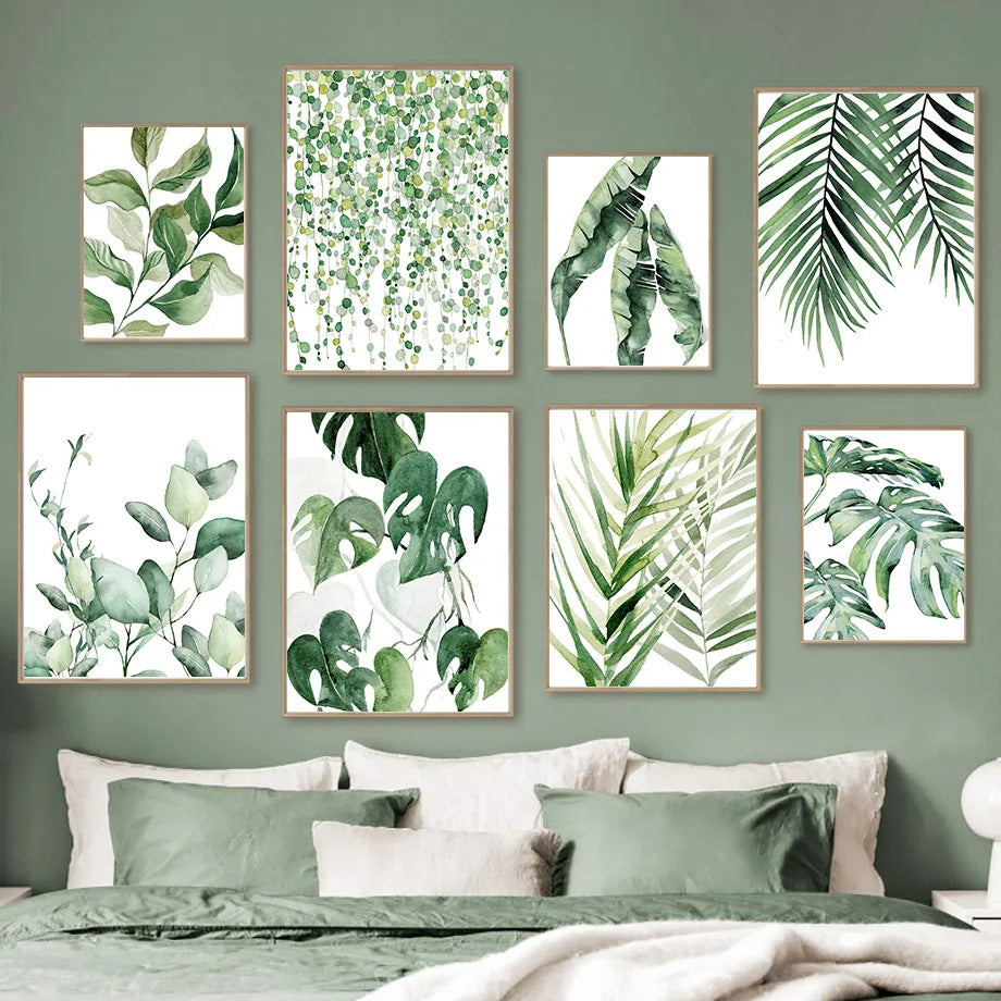 Green Watercolor Plant Leaf Monstera Poster Decorative Art Print