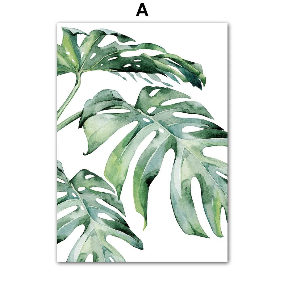 Green Watercolor Plant Leaf Monstera Poster Decorative Art Print