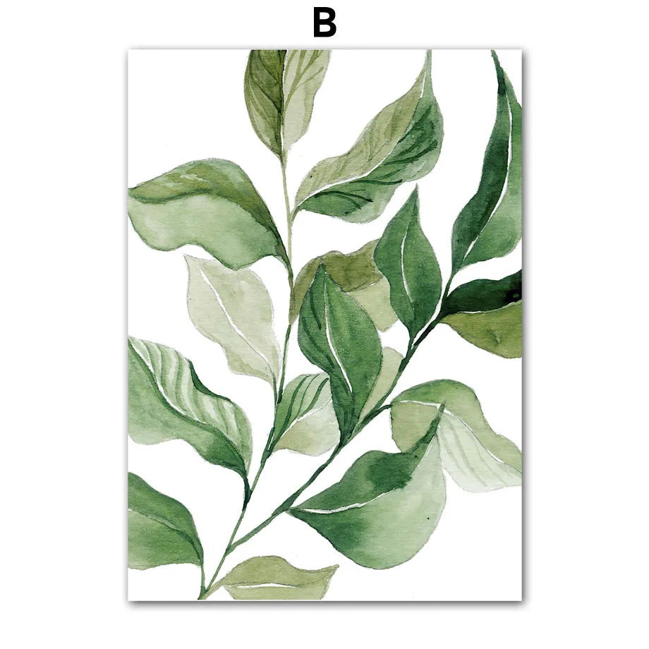 Green Watercolor Plant Leaf Monstera Poster Decorative Art Print