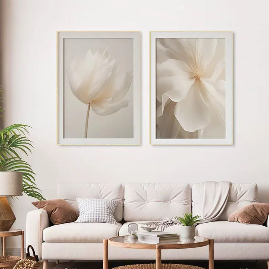 White Floral Vase Warm Living Room Bedroom Canvas Painting Decoration