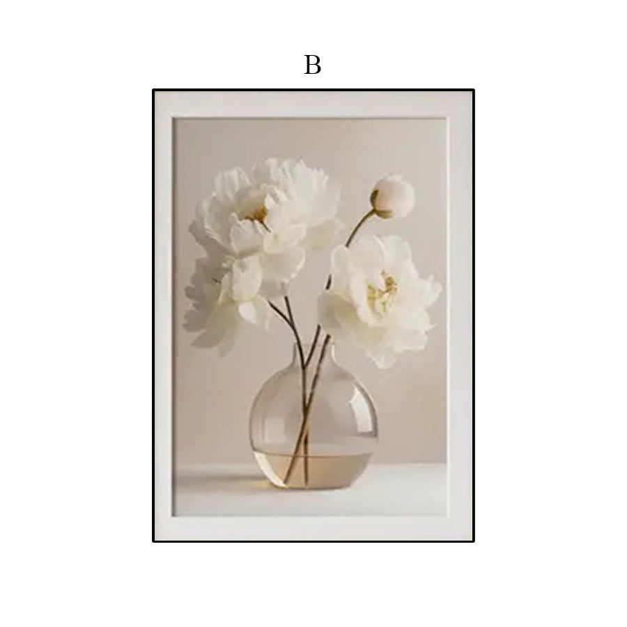 White Floral Vase Warm Living Room Bedroom Canvas Painting Decoration