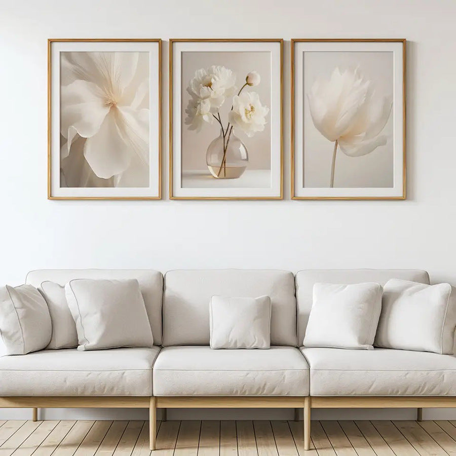 White Floral Vase Warm Living Room Bedroom Canvas Painting Decoration
