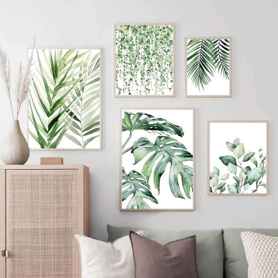 Green Watercolor Plant Leaf Monstera Poster Decorative Art Print